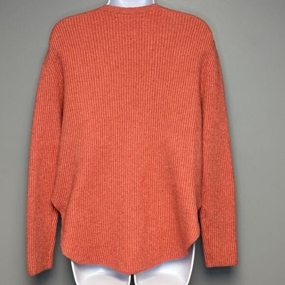 Loft Wool Blend Cozy Salmon Pink High-Low Hem Cable Knit Sweater Womens Sz M - Picture 2 of 4